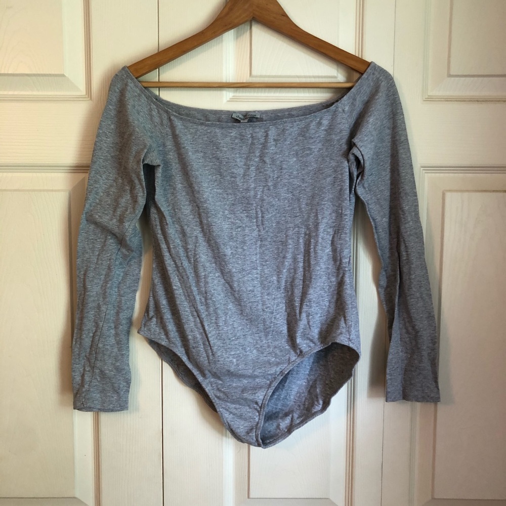 Off The Shoulder Grey Cotton Bodysuit
